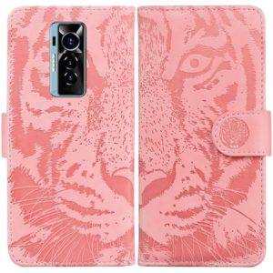 For Tecno Phantom X Tiger Embossing Pattern Horizontal Flip Leather Phone Case(Pink) (OEM)