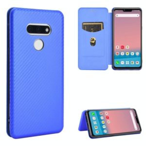 For LG Style 3 L-41 Carbon Fiber Texture Horizontal Flip TPU + PC + PU Leather Case with Card Slot(Blue) (OEM)