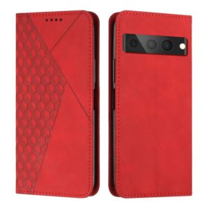 For Google Pixel 7 Pro Diamond Splicing Skin Feel Magnetic Leather Phone Case(Red) (OEM)