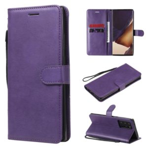 For Samsung Galaxy Note20 Ultra Solid Color Horizontal Flip PU Leather Case with Holder & Card Slots & Wallet & Lanyard(Purple) (OEM)
