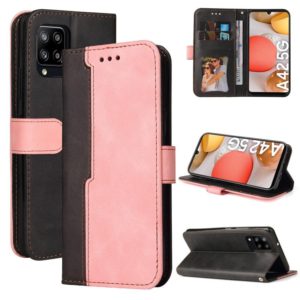 For Samsung Galaxy A42 5G Business Stitching-Color Horizontal Flip PU Leather Case with Holder & Card Slots & Photo Frame(Pink) (OEM)