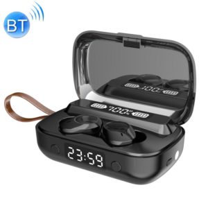 A13 TWS CVC8.0 and DSP Dual Noise Cancelling Touch Bluetooth Earphone with Charging Box, Support LED Digital Display & Clock & Flashlight & HD Call & Siri & Power Bank(Black) (OEM)