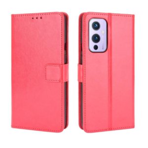 For OnePlus 9 (EU/US Version) Retro Crazy Horse Texture Horizontal Flip Leather Case with Holder & Card Slots & Lanyard(Red) (OEM)