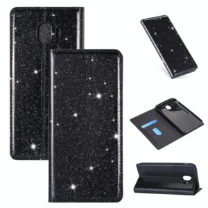 For Samsung Galaxy J4 (2018) Ultrathin Glitter Magnetic Horizontal Flip Leather Case with Holder & Card Slots(Black) (OEM)