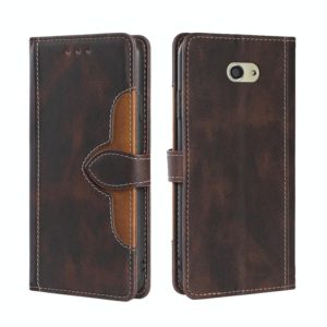 For Kyocera Basio 4 KYV47 Skin Feel Straw Hat Magnetic Buckle Leather Phone Case(Brown) (OEM)