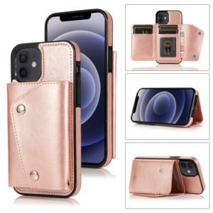 For iPhone 12 mini Shockproof PU + TPU Leather Case with Card Slots & Holder & Photo Frame & Wallet & Lanyard (Rose Gold) (OEM)