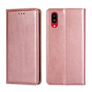 For Sharp Simple Sumaho 6-A201SH Pure Color Magnetic Leather Phone Case(Rose Gold) (OEM)