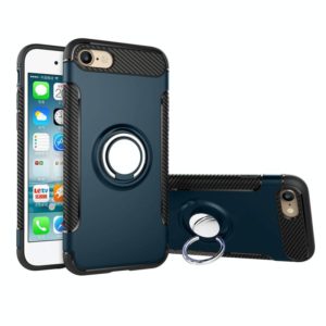 For iPhone 8 & 7 Phone Ring Armor TPU + PC 360 Degrees Rotation Magnetic Phone Ring Stent Combination Case(navy) (OEM)