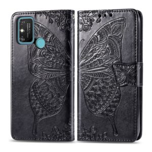 For Huawei Honor 9A Butterfly Love Flower Embossed Horizontal Flip Leather Case with Bracket / Card Slot / Wallet / Lanyard(Black) (OEM)