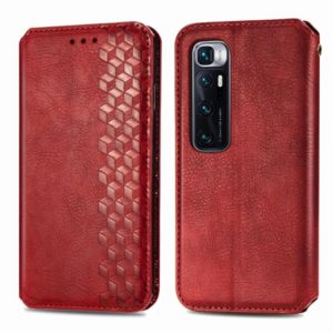 For Xiaomi Mi 10 Ultra Cubic Grid Pressed Horizontal Flip Magnetic PU Leather Case with Holder & Card Slots & Wallet(Red) (OEM)