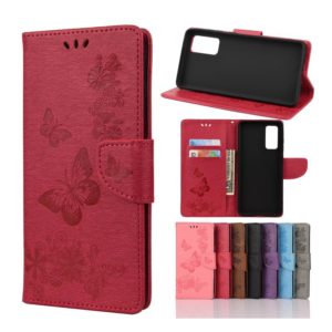 For Samsung Galaxy A72 5G / 4G Butterflies Embossing Horizontal Flip Leather Case with Holder & Card Slots & Wallet(Red) (OEM)