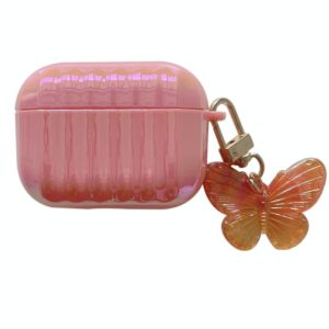 Color Plated PC Earphone Case with Butterfly Clasp For AirPods Pro(Pink) (OEM)
