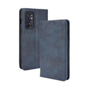 For OnePlus 9RT 5G Magnetic Buckle Retro Crazy Horse Texture Horizontal Flip Phone Leather Case with Holder & Card Slots & Photo Frame(Blue) (OEM)