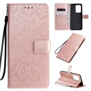For Galaxy S20 Ultra Sun Print Horizontal Flip Protective Case with Holder & Card Slots & Wallet(Rose Gold) (OEM)
