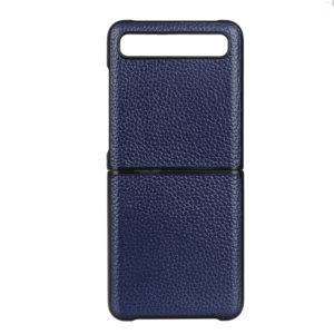 For Galaxy Z Flip Litchi Texture Leather Folding Protective Case(Blue) (OEM)