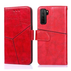 For Huawei P40 lite 5G Geometric Stitching Horizontal Flip TPU + PU Leather Case with Holder & Card Slots & Wallet(Red) (OEM)