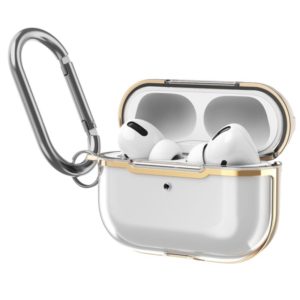 DDEHY668 Electroplated Transparent Silicone + PC Protective Cover For AirPods Pro(Transparent + Gold) (OEM)