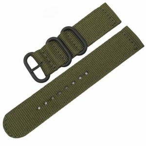 Washable Nylon Canvas Watchband, Band Width:22mm(Army Green with Black Ring Buckle) (OEM)