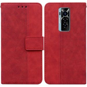For Tecno Phantom X Geometric Embossed Leather Phone Case(Red) (OEM)