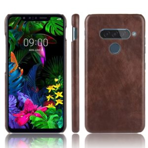 For LG G8S ThinQ Shockproof Litchi Texture PC + PU Case(Brown) (OEM)