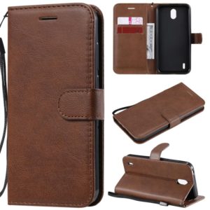 For Nokia 1.3 Solid Color Horizontal Flip Protective Leather Case with Holder & Card Slots & Wallet & Photo Frame & Lanyard(Brown) (OEM)