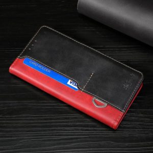 For Motorola Moto G Power 2022 Contrast Color Side Buckle Leather Phone Case(Red + Black) (OEM)