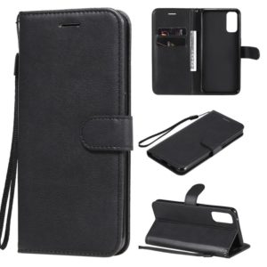 For Oppo Reno4 5G Solid Color Horizontal Flip Protective Leather Case with Holder & Card Slots & Wallet & Photo Frame & Lanyard(Black) (OEM)
