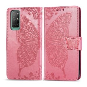 For Huawei Honor 30S Butterfly Love Flower Embossed Horizontal Flip Leather Case with Bracket / Card Slot / Wallet / Lanyard(Pink) (OEM)