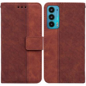 For Motorola Moto Edge 20 Geometric Embossed Leather Phone Case(Brown) (OEM)