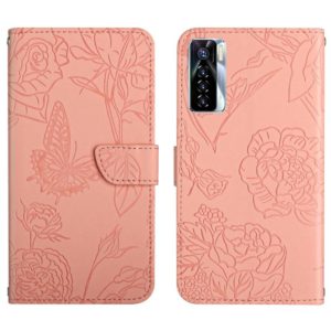 For Tecno Camon 17 Pro HT03 Skin Feel Butterfly Embossed Flip Leather Phone Case(Pink) (OEM)