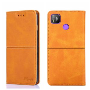 For Tecno Pop 4 Cow Texture Magnetic Horizontal Flip Leather Phone Case(Light Brown) (OEM)