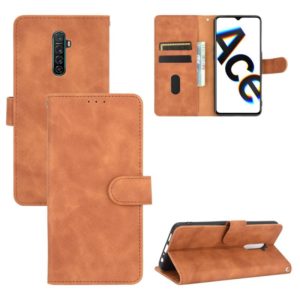 For OPPO Reno Ace / Realme X2 Pro Solid Color Skin Feel Magnetic Buckle Horizontal Flip Calf Texture PU Leather Case with Holder & Card Slots & Wallet(Brown) (OEM)