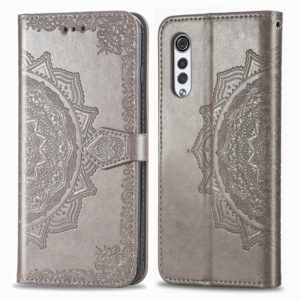 For LG Velvet 5G Mandala Flower Embossed Horizontal Flip Leather Case with Bracket / Card Slot / Wallet / Lanyard(Gray) (OEM)