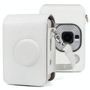 Full Body Camera Retro PU Leather Case Bag with Strap for FUJIFILM instax mini Liplay (White) (OEM)