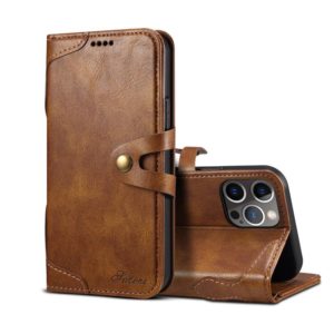 For iPhone 12 / 12 Pro Calf Texture Buckle Horizontal Flip Leather Case with Holder & Card Slots & Wallet(Brown) (OEM)
