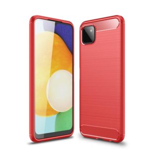 For Samsung Galaxy A22 5G Brushed Texture Carbon Fiber TPU Case(Red) (OEM)