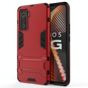 For Vivo iQOO 5 5G PC + TPU Shockproof Protective Case with Holder(Red) (OEM)