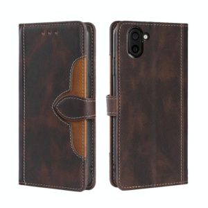 For Sharp Aquos R3 SHV44 SH-04L Skin Feel Straw Hat Magnetic Buckle Leather Phone Case(Brown) (OEM)