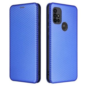 For Motorola Moto G30 / G10 Carbon Fiber Texture Horizontal Flip TPU + PC + PU Leather Case with Card Slot(Blue) (OEM)
