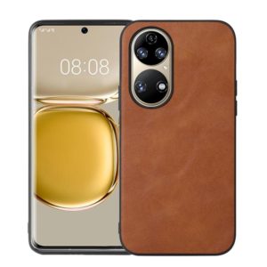 For Huawei P50 Cowhide Texture PU Phone Case(Brown) (OEM)