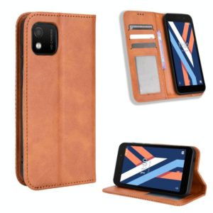 For Wiko Y52 Magnetic Buckle Retro Texture Leather Phone Case(Brown) (OEM)