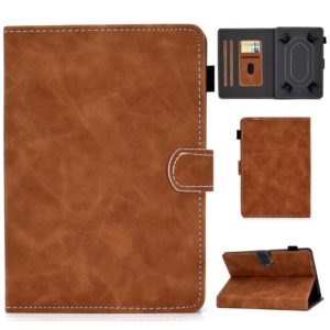 For 10 inch Tablet PC Universal Cowhide Texture Horizontal Flip Leather Case with Holder & Card Slots & Pen Slot(Brown) (OEM)