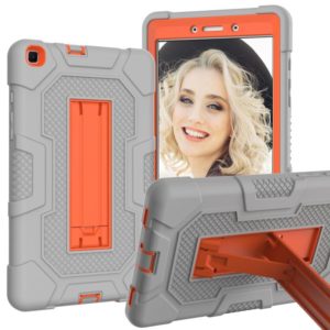 For Samsung Galaxy Tab A 8.0 (2019) / T290 Contrast Color Robot Shockproof Silicone + PC Protective Case with Holder(Grey Orange) (OEM)