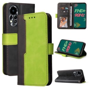 For Infinix Hot 11S Stitching-Color Horizontal Flip Leather Case(Green) (OEM)
