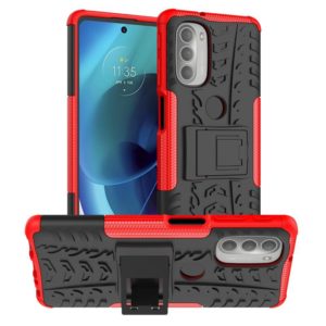 For Motorola Moto G51 5G Tire Texture TPU + PC Phone Case with Holder(Red) (OEM)