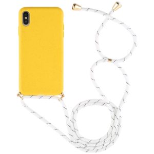 For iPhone XS Max TPU Anti-Fall Mobile Phone Case With Lanyard (Yellow) (OEM)
