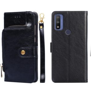 For Motorola G Pure Zipper Bag PU + TPU Horizontal Flip Leather Case(Black) (OEM)