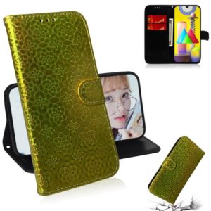 For Galaxy M31 Solid Color Colorful Magnetic Buckle Horizontal Flip PU Leather Case with Holder & Card Slots & Wallet & Lanyard(Gold) (OEM)