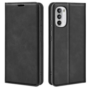 For Motorola Moto G52 4G Retro-skin Magnetic Suction Leather Phone Case(Black) (OEM)
