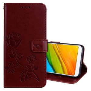 For Xiaomi Redmi 5 Rose Embossed Horizontal Flip Environmental PU Leather Case with Holder & Card Slots & Wallet (Brown) (OEM)